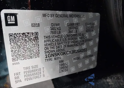 2018 Chevrolet Suburban Ls z USA, uszkodzony, nr VIN 1GNSKGKCXJR264351